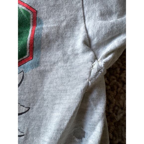 VTG Distressed Cropped NCAA Miami Hurricanes Mascot Single Stitch L Heather Gray - Picture 5 of 8